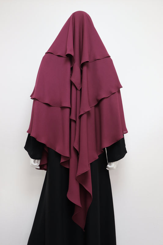 3 Layer Khimar - Berry