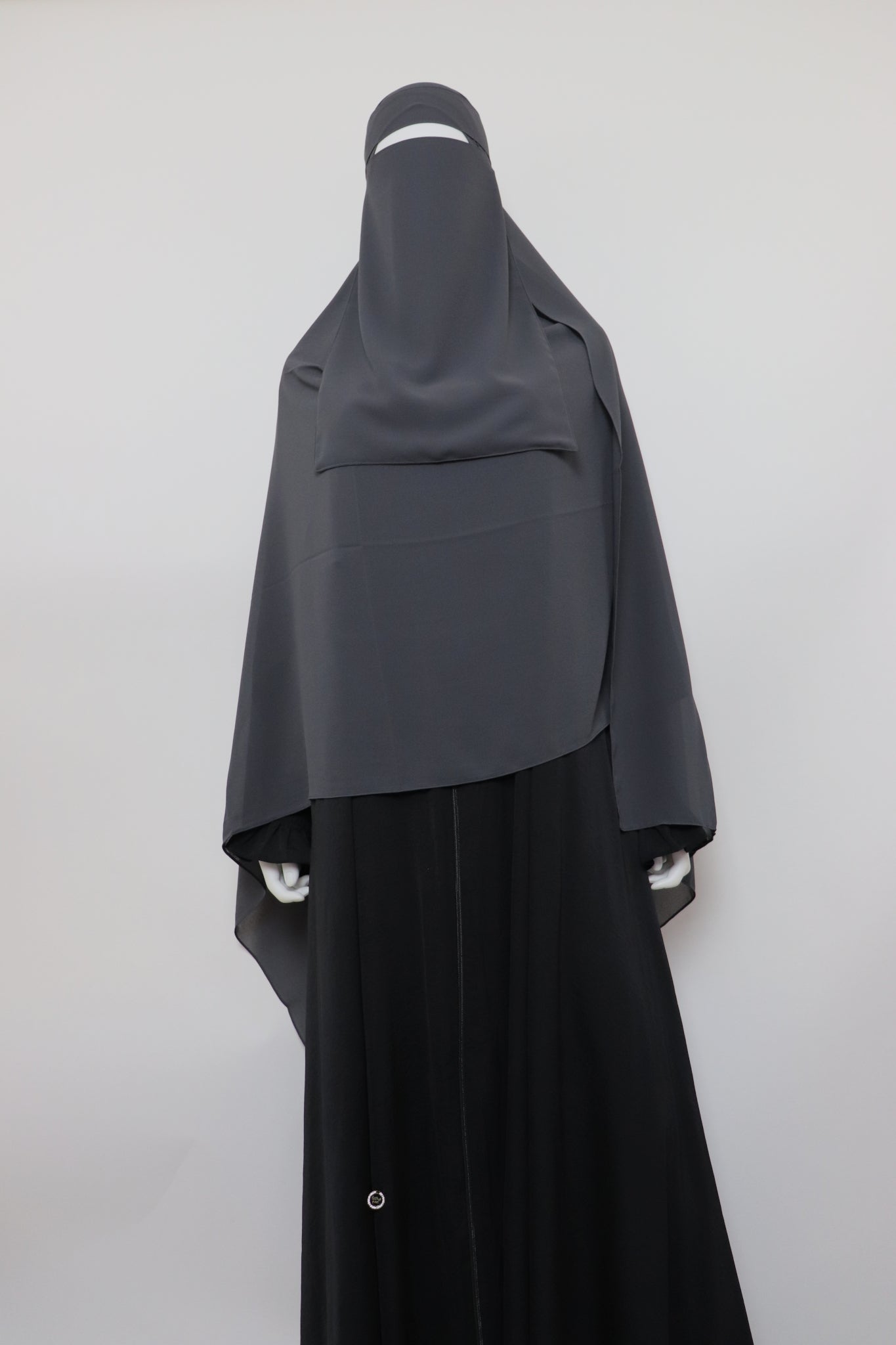 XL Premium Chiffon Hijab and Niqab Set - Charcoal