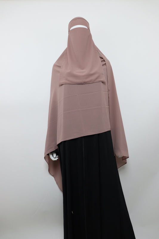 XL Premium Chiffon Hijab and Niqab Set - Mauve Brown