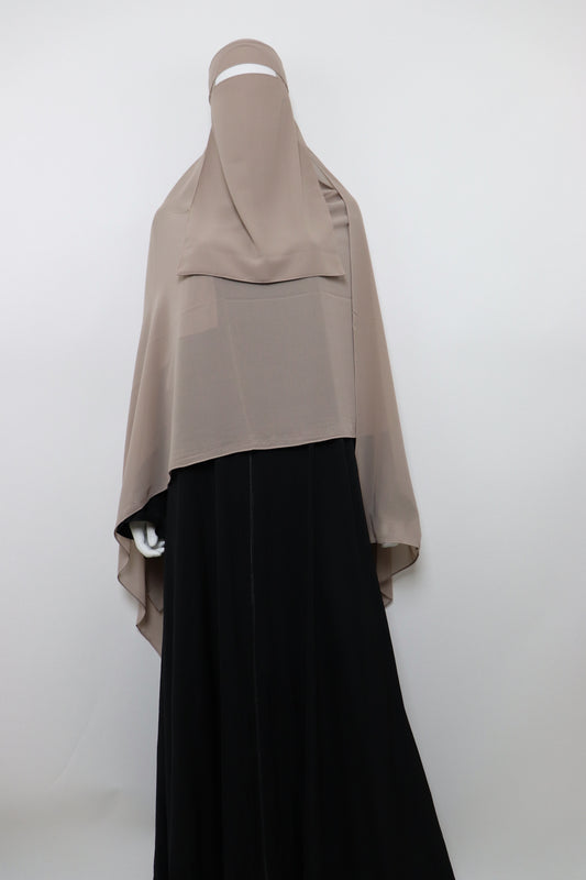 XL Premium Chiffon Hijab and Niqab Set - Taupe