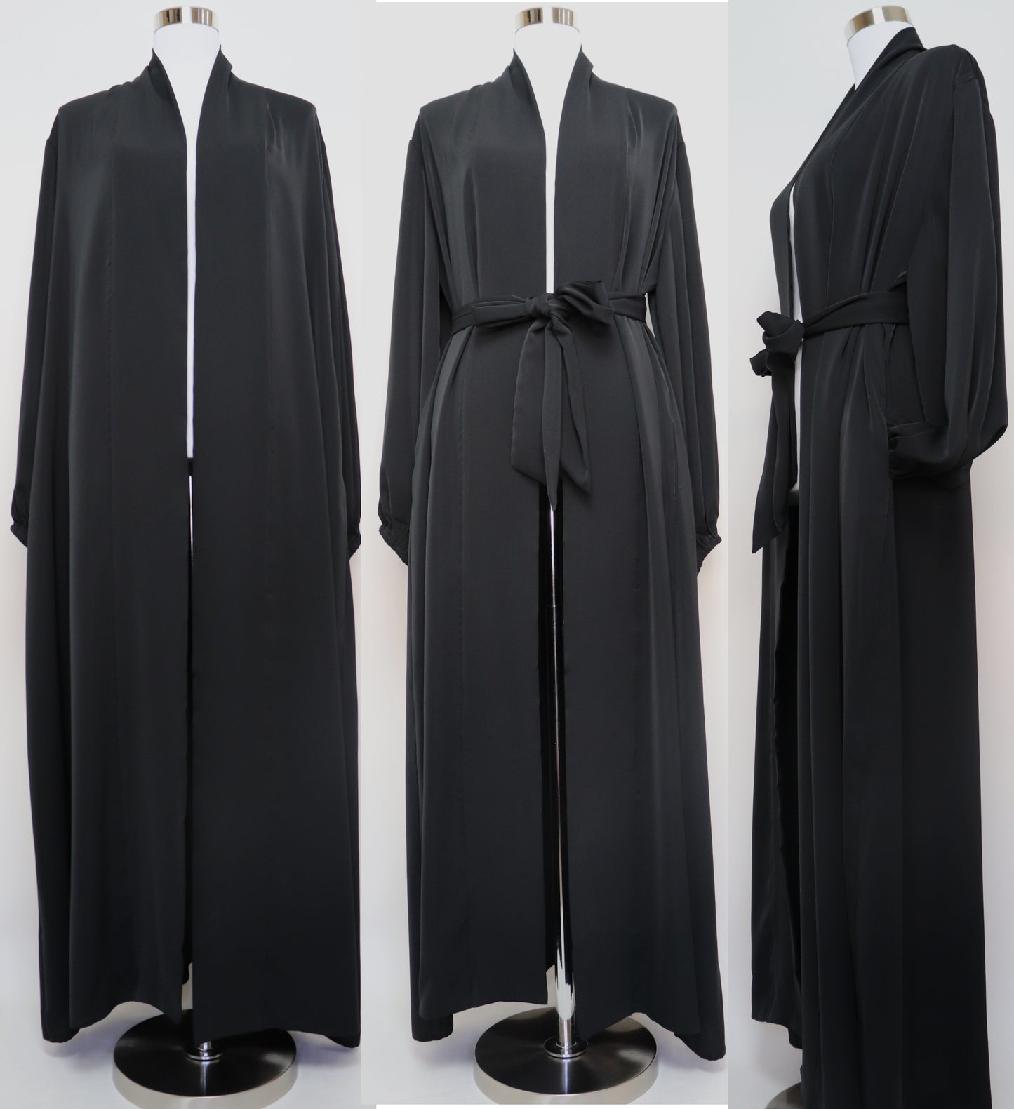 Open Kimono Abaya Cardigan - Black