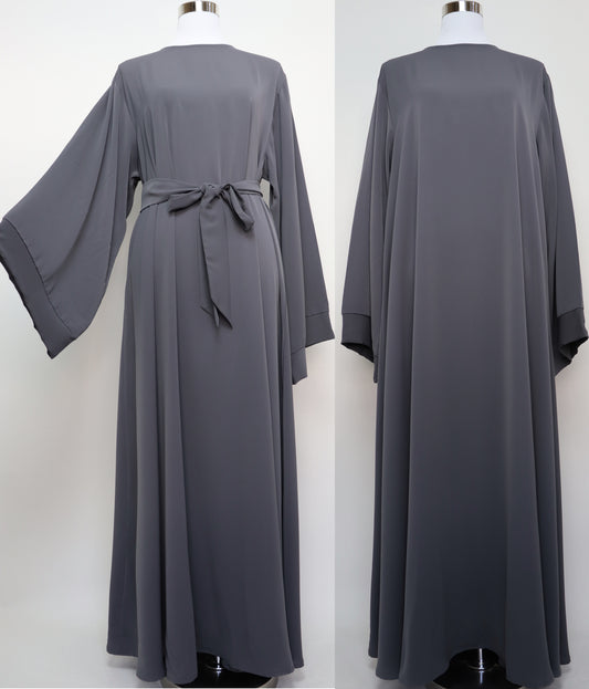 Classic Closed Flare Abaya Wide Sleeves - Charcoal