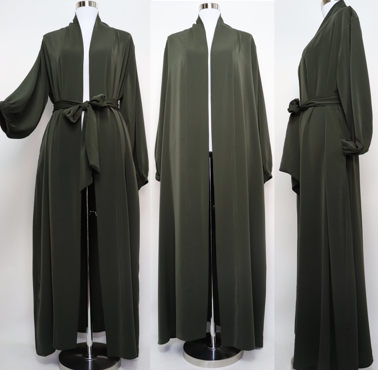 Open Kimono Abaya Cardigan - Deep Olive