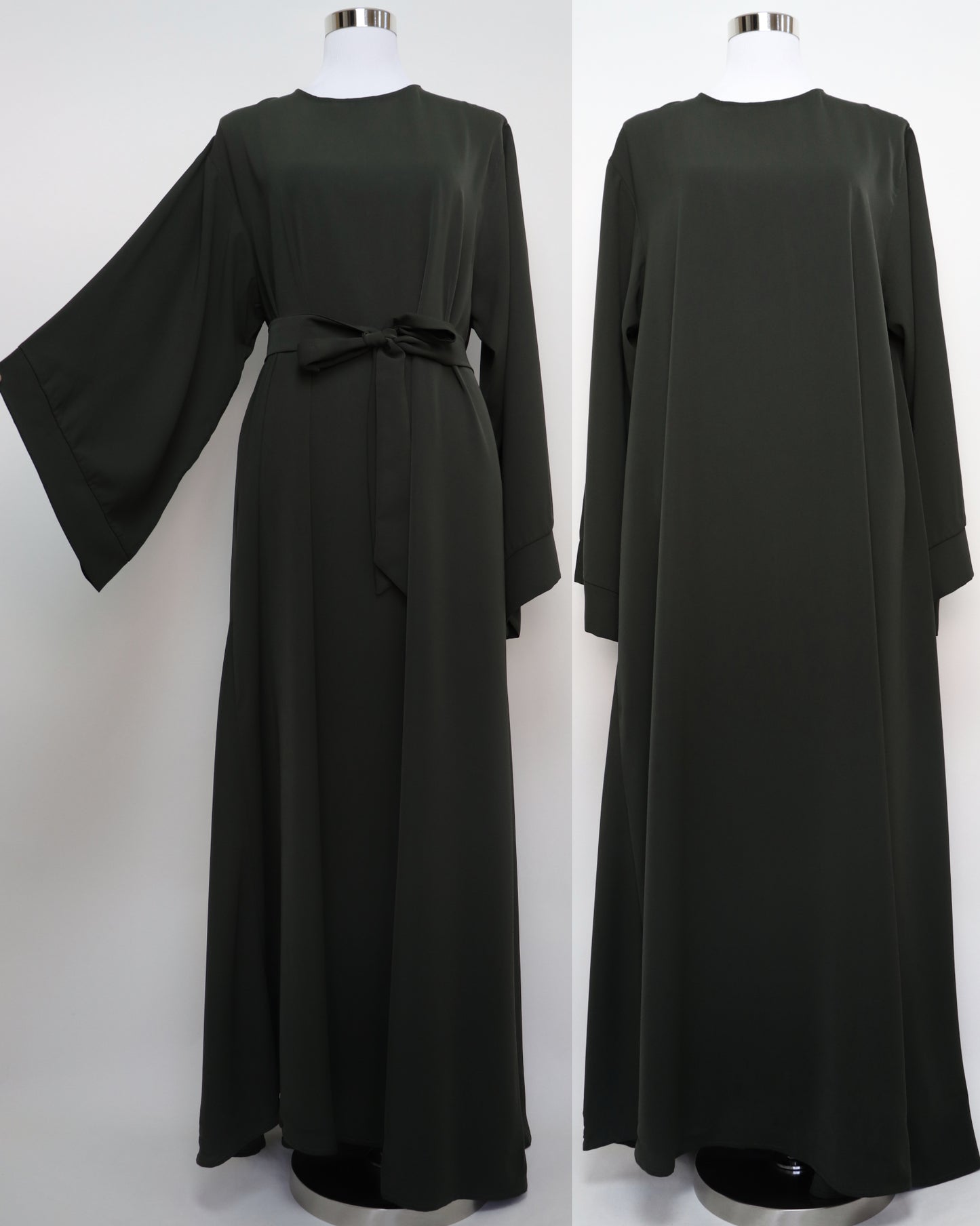 Classic Closed Flare Abaya Wide Sleeves - Deep Olive